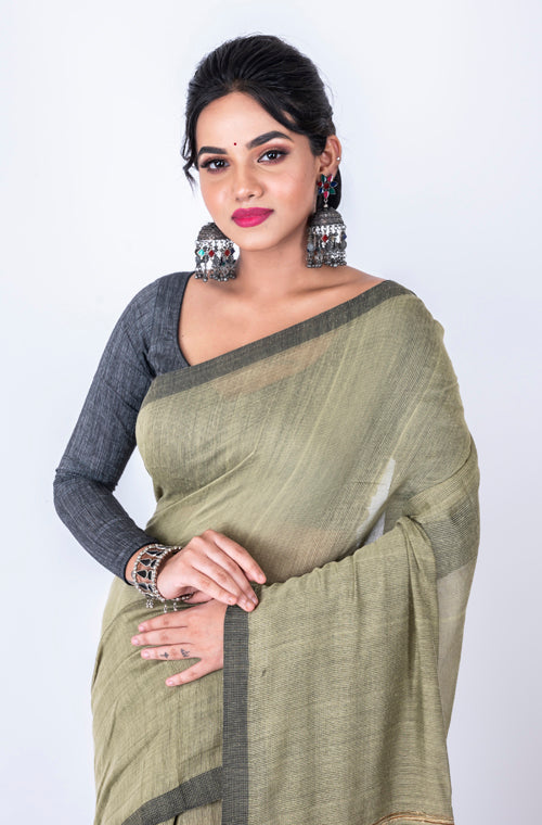 Morchari Bengal Jute Handloom Saree - Grey - Distacart