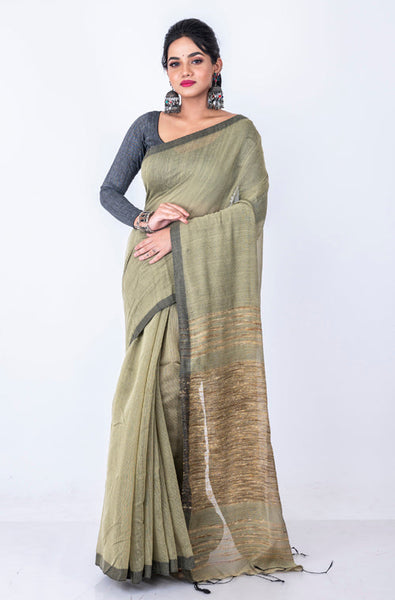 Morchari Bengal Jute Handloom Saree - Grey - Distacart