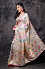 Thumbnail for Morchari Pure Dola Silk Saree - Cream - Distacart