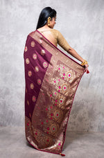 Thumbnail for Morchari Pure Dola Silk Saree - Brown - Distacart