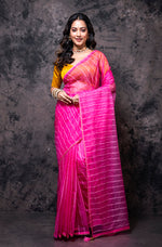 Thumbnail for Morchari Organza Saree With Plain Blouse - Pink - Distacart