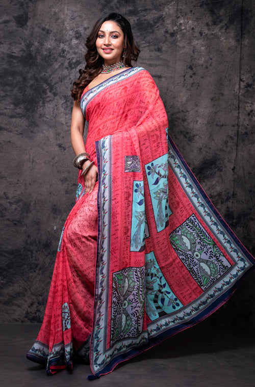 Morchari Georgette Saree With Digital Print - Multicolour - Distacart