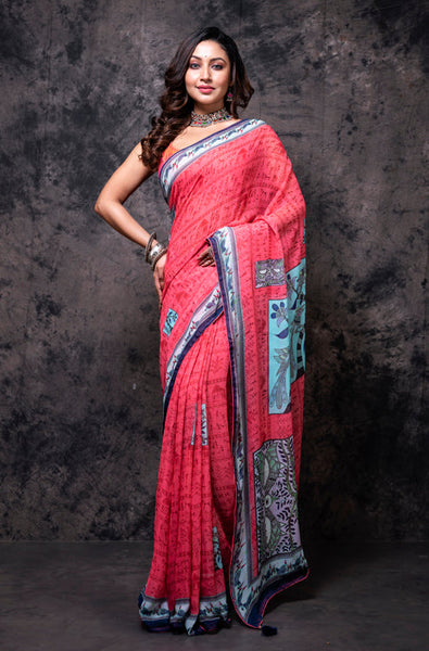 Morchari Georgette Saree With Digital Print - Multicolour - Distacart