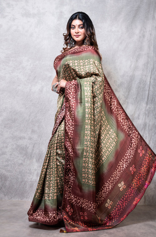 Morchari Pure Russian Silk Saree Digital Print - Multicolour - Distacart