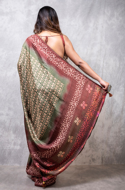 Morchari Pure Russian Silk Saree Digital Print - Multicolour - Distacart
