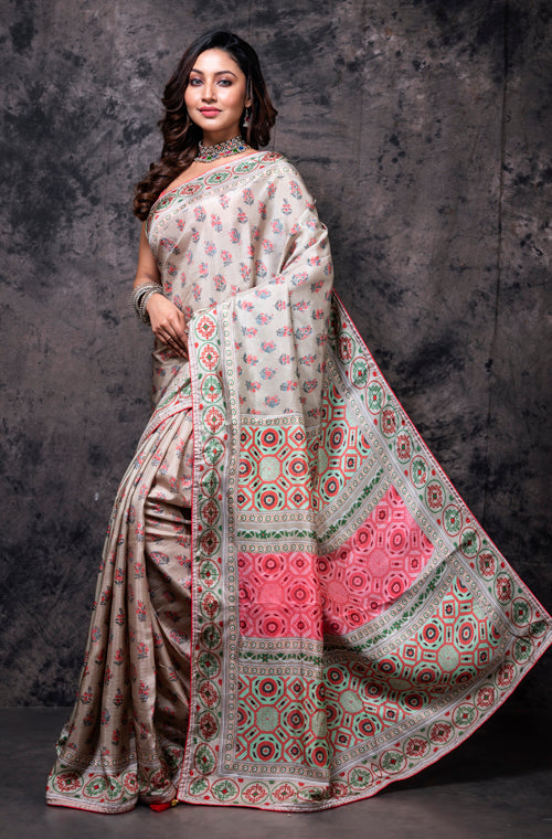 Morchari Pure Russian Silk Saree Digital Print - Multicolour - Distacart