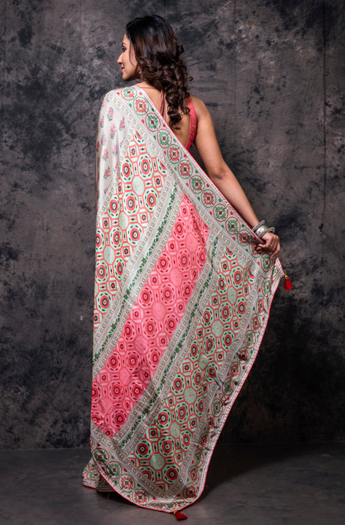 Morchari Pure Russian Silk Saree Digital Print - Multicolour - Distacart