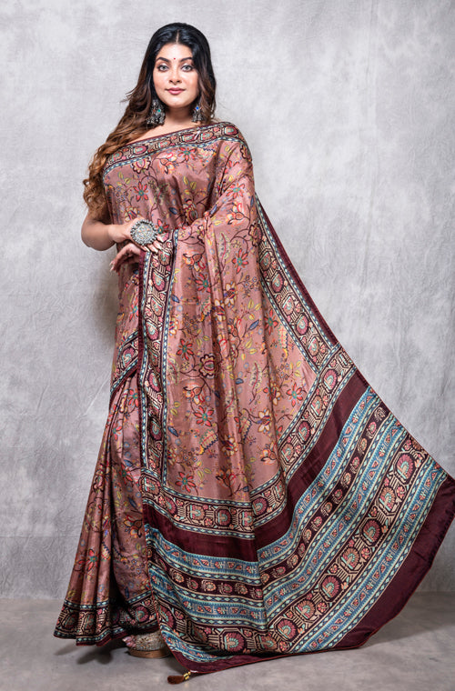 Morchari Pure Russian Silk Saree Digital Print - Multicolour - Distacart