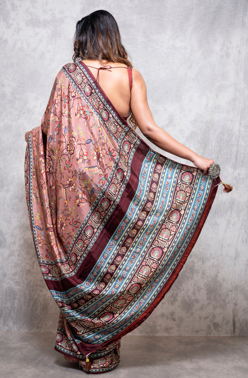 Morchari Pure Russian Silk Saree Digital Print - Multicolour - Distacart