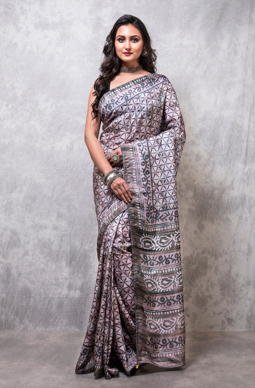 Morchari Pure Russian Silk Saree Digital Print - Multicolour - Distacart