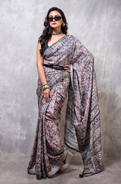Morchari Pure Russian Silk Saree Digital Print - Multicolour - Distacart