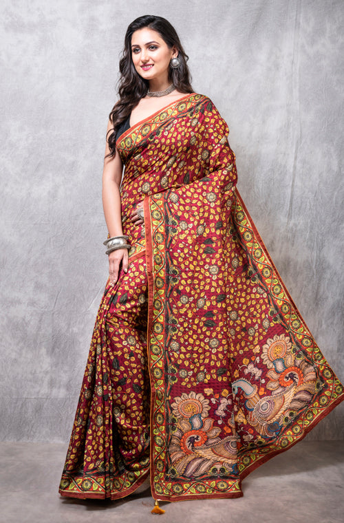 Morchari Pure Dola Silk Saree Digital Print - Multicolour - Distacart