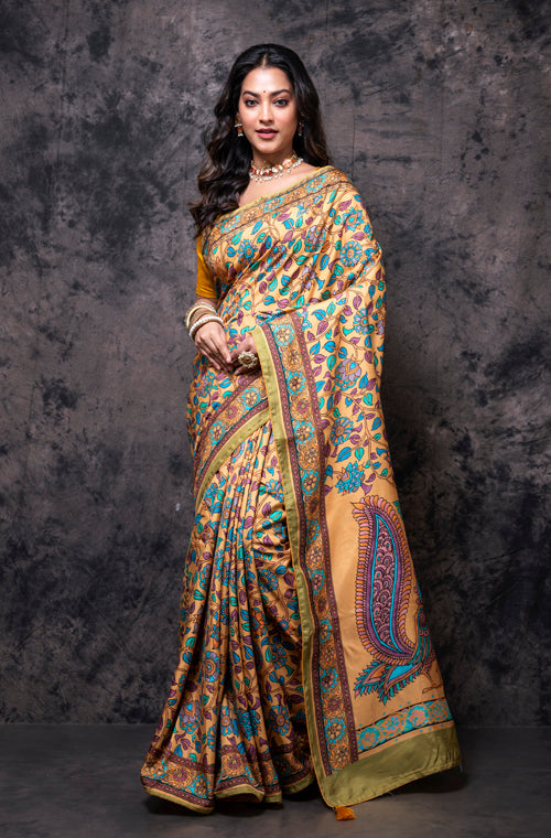 Morchari Pure Dola Silk Saree Digital Print - Multicolour - Distacart