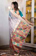 Thumbnail for Morchari Organza Heavy Zari Saree - Grey - Distacart
