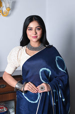 Thumbnail for Morchari Chiffon Saree (Tie & Dye) - Blue - Distacart