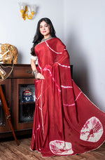 Thumbnail for Morchari Chiffon Saree (Tie & Dye) - Maroon - Distacart