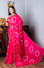 Thumbnail for Morchari Chiffon Saree (Tie & Dye) - Rani - Distacart