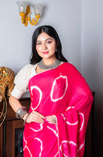 Thumbnail for Morchari Chiffon Saree (Tie & Dye) - Rani - Distacart