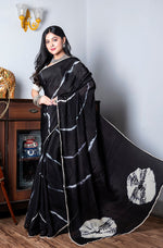 Thumbnail for Morchari Chiffon Saree (Tie & Dye) - Black - Distacart