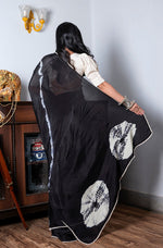 Thumbnail for Morchari Chiffon Saree (Tie & Dye) - Black - Distacart