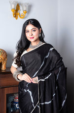 Thumbnail for Morchari Chiffon Saree (Tie & Dye) - Black - Distacart