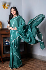Thumbnail for Morchari Chiffon Saree (Tie & Dye) - Green - Distacart