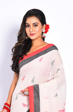 Thumbnail for Morchari Bengal Handloom Linin Saree - Off White - Distacart