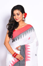 Thumbnail for Morchari Cotton Handloom Saree - White - Distacart