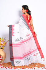 Thumbnail for Morchari Cotton Handloom Saree - White - Distacart