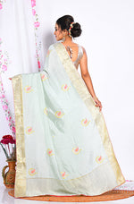 Thumbnail for Morchari Heavy Embroidery Saree - Light Green - Distacart