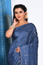 Thumbnail for Morchari Heavy Embroidery Saree - Grey - Distacart