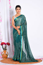 Thumbnail for Morchari Heavy Embroidery Saree - Green - Distacart
