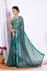 Thumbnail for Morchari Heavy Embroidery Saree - Green - Distacart