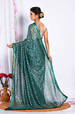 Thumbnail for Morchari Heavy Embroidery Saree - Green - Distacart