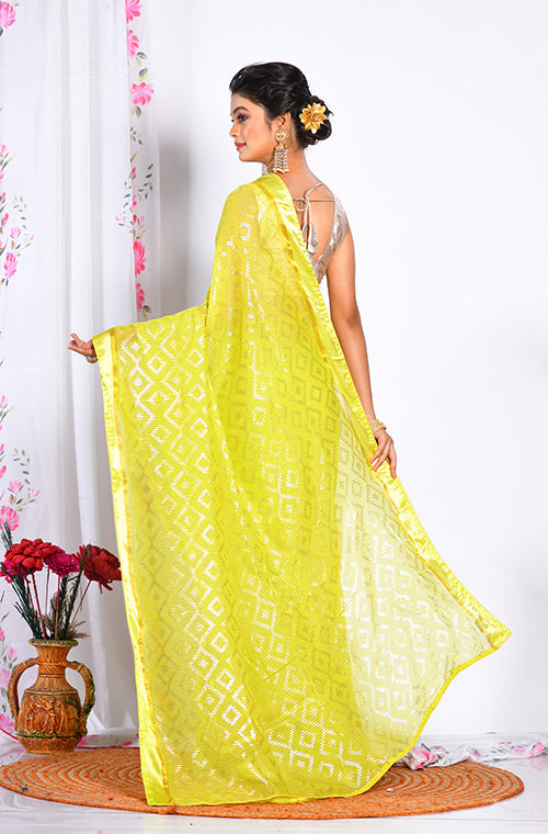 Morchari Heavy Embroidery Saree - Light Green - Distacart