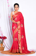 Thumbnail for Morchari Heavy Embroidery Saree - Maroon - Distacart