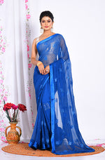 Thumbnail for Morchari Heavy Embroidery Saree - Blue - Distacart
