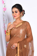 Thumbnail for Morchari Heavy Embroidery Saree - Brown - Distacart