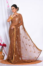 Thumbnail for Morchari Heavy Embroidery Saree - Brown - Distacart