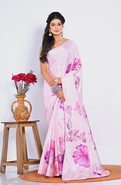 Morchari Semi Digital Print Saree - Multicolour - Distacart