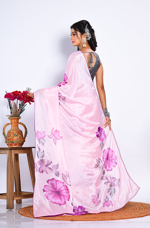 Morchari Semi Digital Print Saree - Multicolour - Distacart