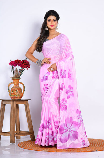 Morchari Semi Digital Print Saree - Multicolour - Distacart