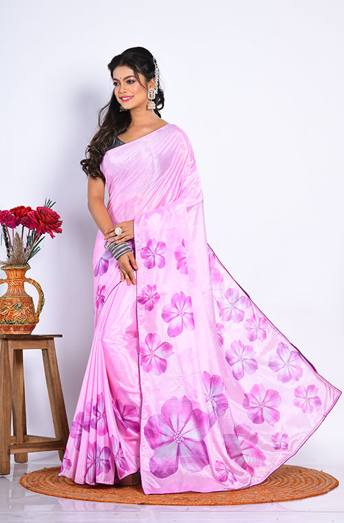 Morchari Semi Digital Print Saree - Multicolour - Distacart