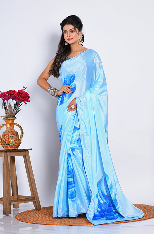 Morchari Semi Digital Print Saree - Multicolour - Distacart