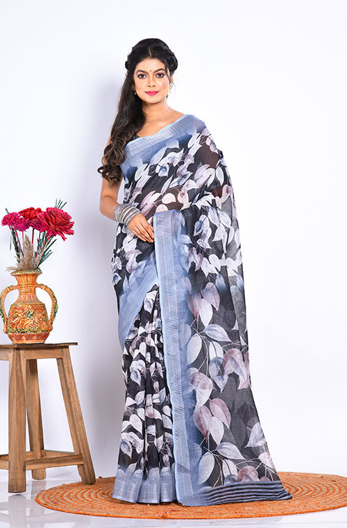 Morchari Semi Digital Print Saree - Multicolour - Distacart