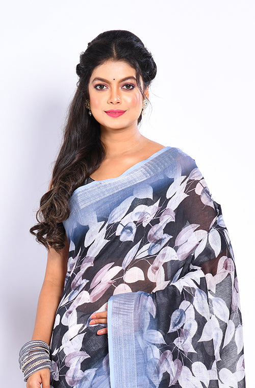 Morchari Semi Digital Print Saree - Multicolour - Distacart