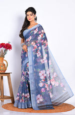 Thumbnail for Morchari Semi Digital Print Saree - Multicolour - Distacart