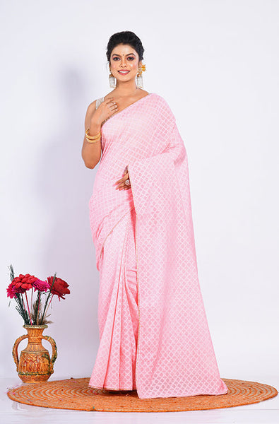 Morchari Baranasi Heavy Zari Saree - Peach - Distacart