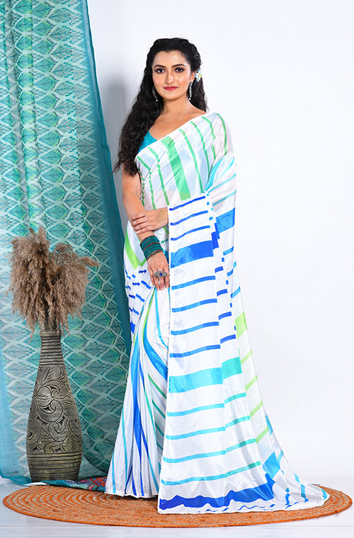 Morchari Semi Digital Print Saree - Multicolour - Distacart