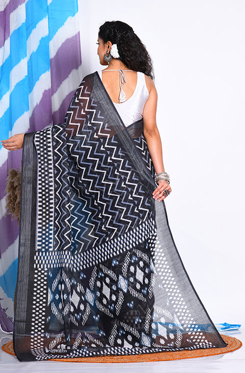 Morchari Semi Digital Print Saree - Multicolour - Distacart